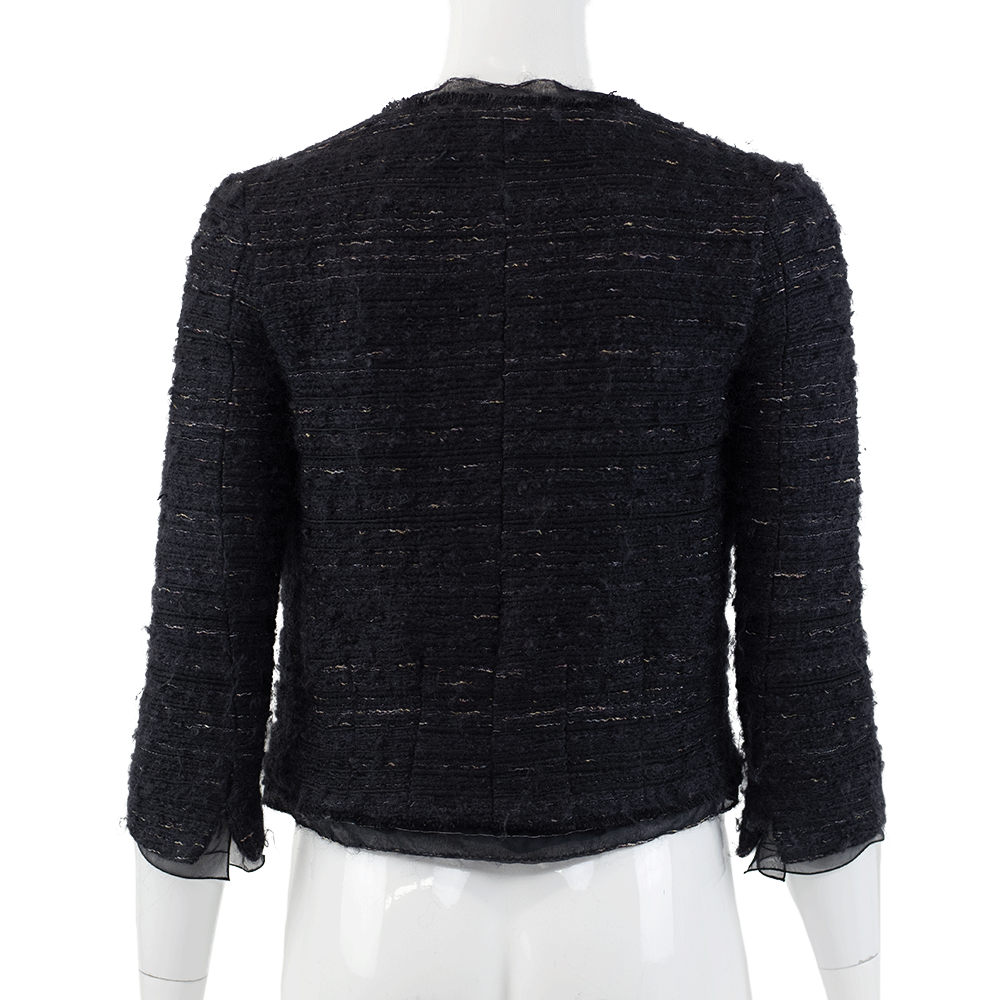 Chanel Black Tweed & Mesh Crop Jacket