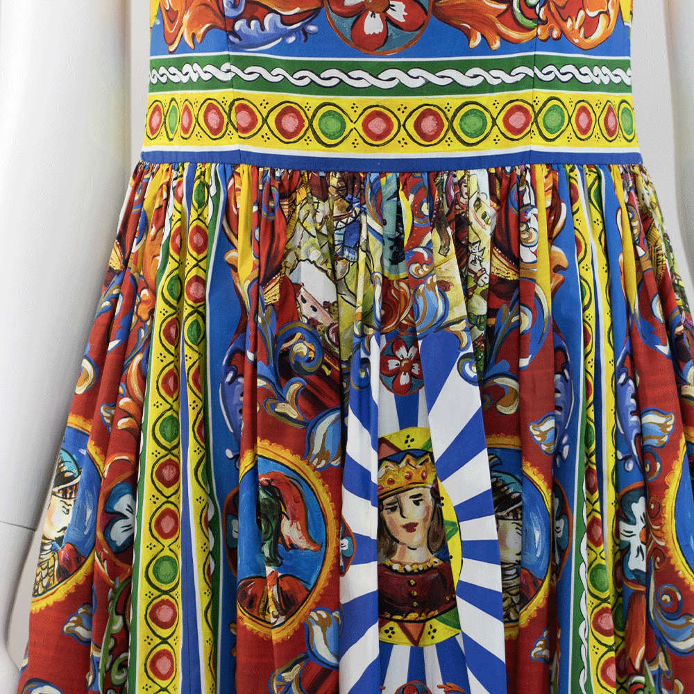 Dolce & Gabbana Teatro Dei Pupi Printed Cotton Poplin Dress