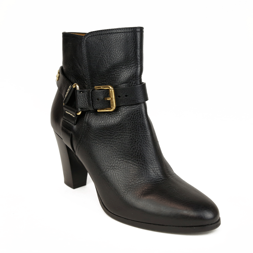 Ralph Lauren Collection Black Leather Ankle Boots