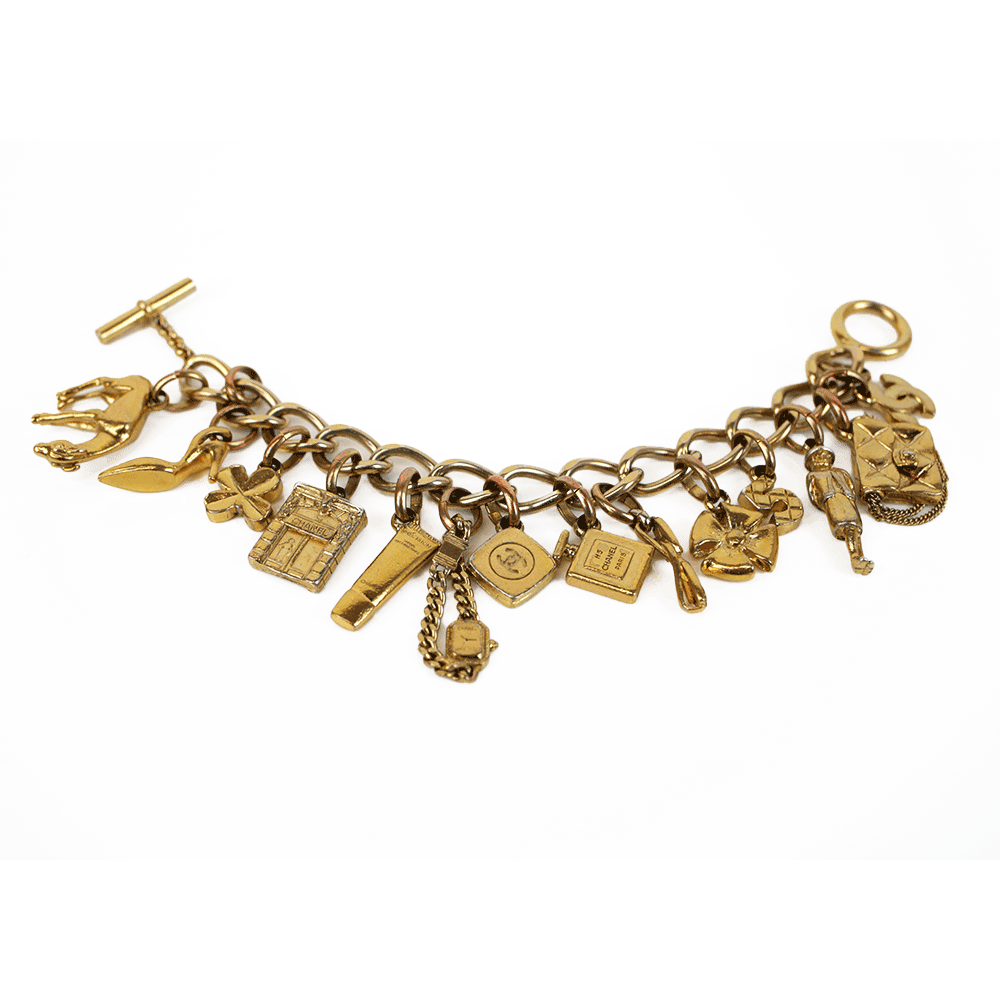 Chanel Vintage Gold Motif Charm Bracelet