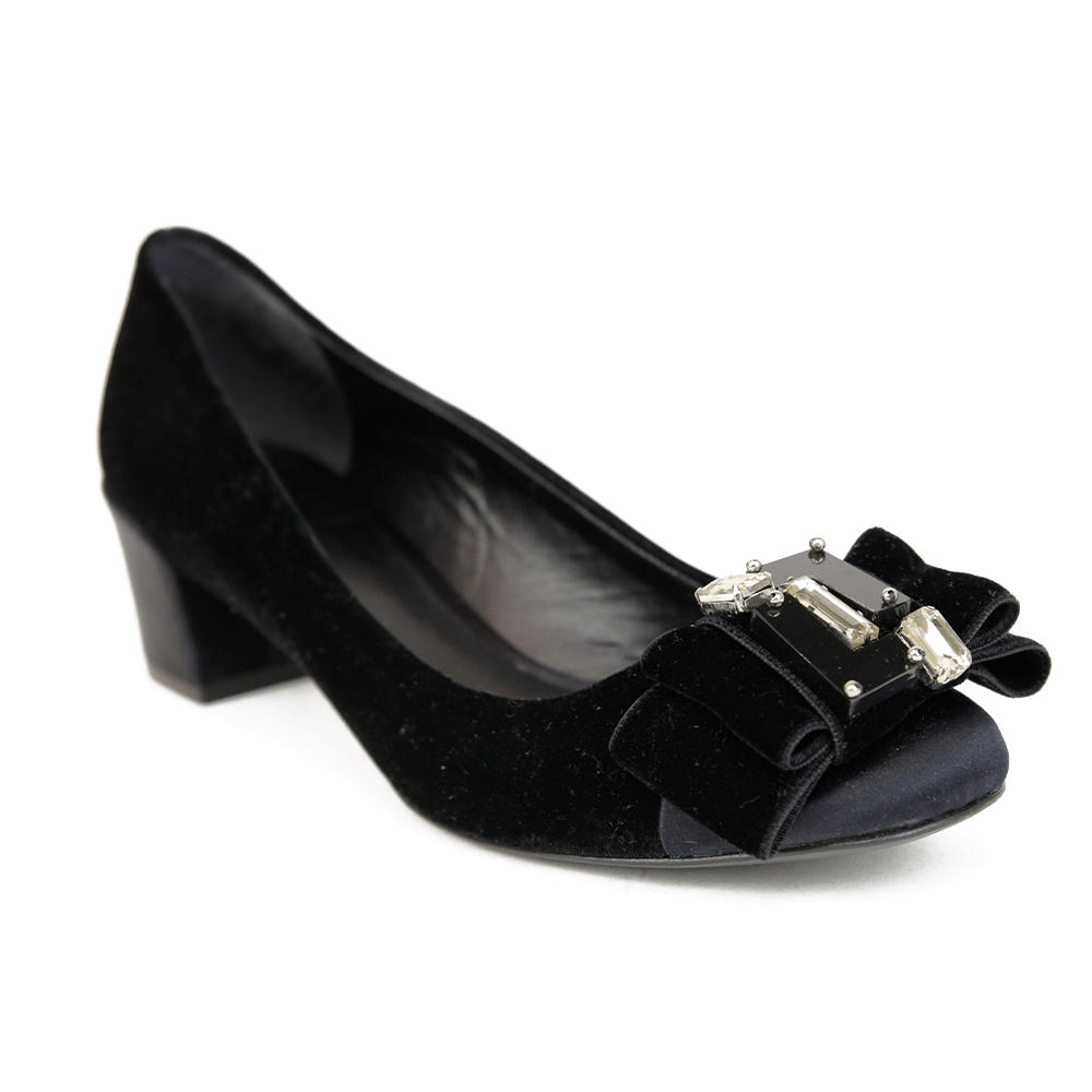 Tory Burch Black Velvet Bow Pumps