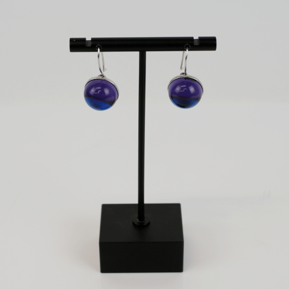 Baccarat Purple Crystal & Sterling Silver Drop Earrings