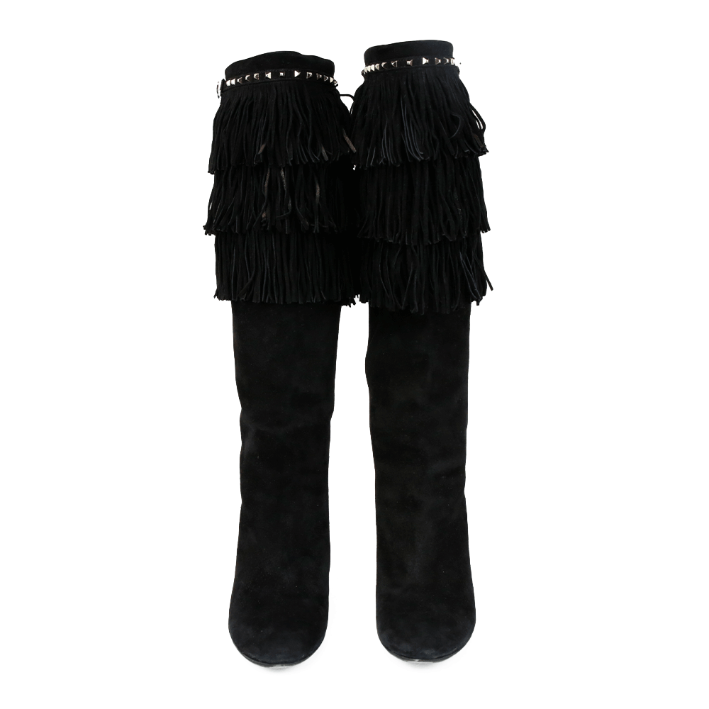 Christian Dior Black Suede Fringe Calf Boots