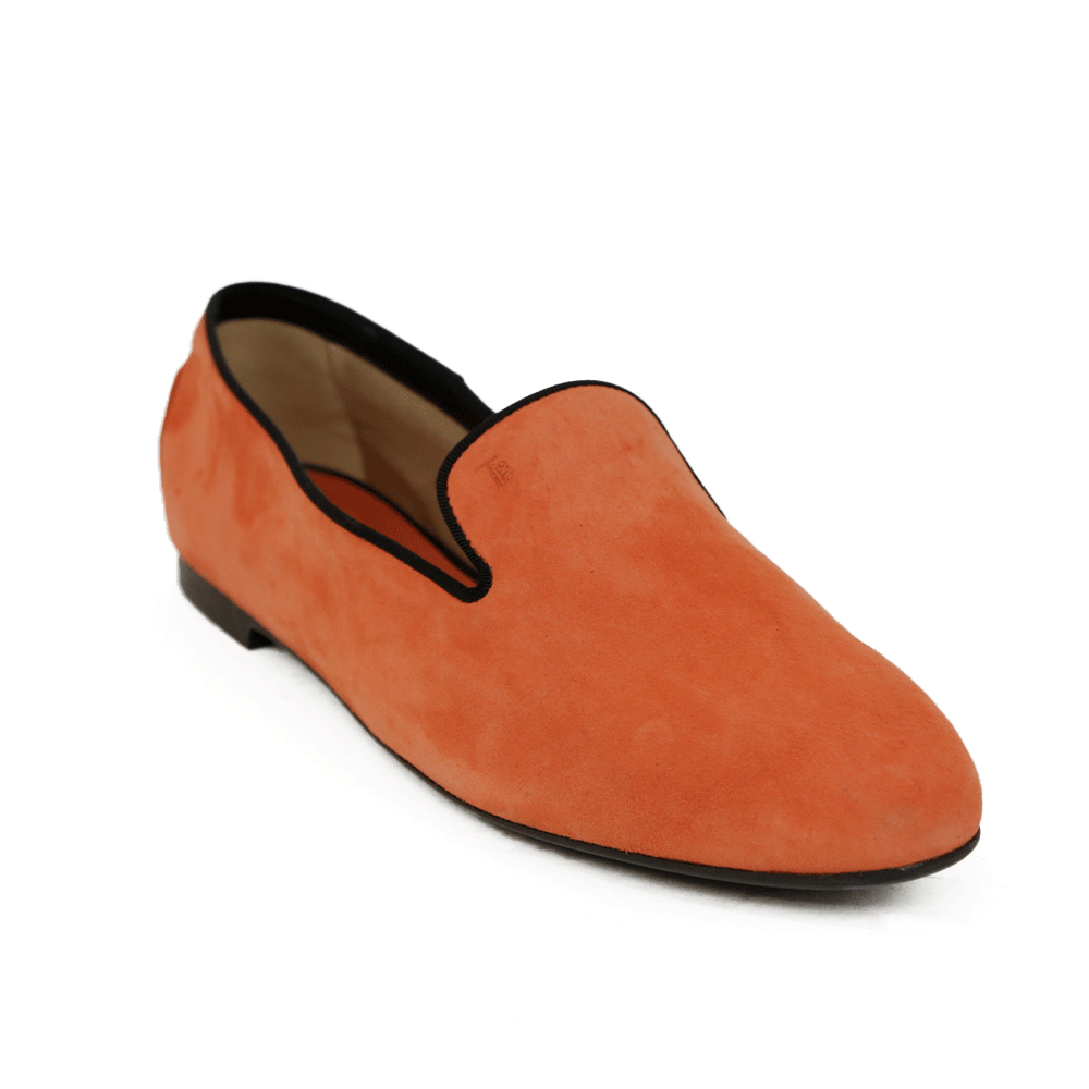 Tod's Orange & Black Suede Loafers