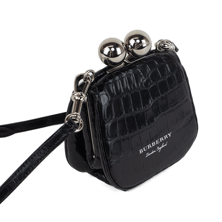 Burberry Black Alligator Leather Mini Frame Bag