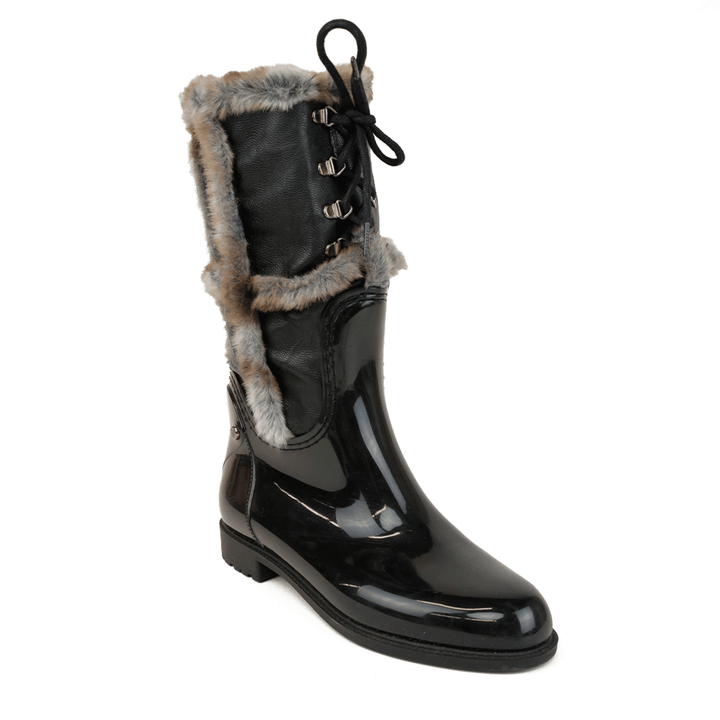 Stuart Weitzman Faux Fur Trim Rain Boots