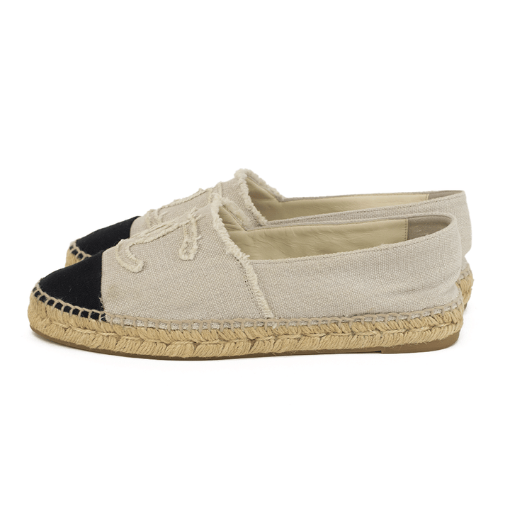 Chanel Canvas Cap Toe CC Espadrille Flats