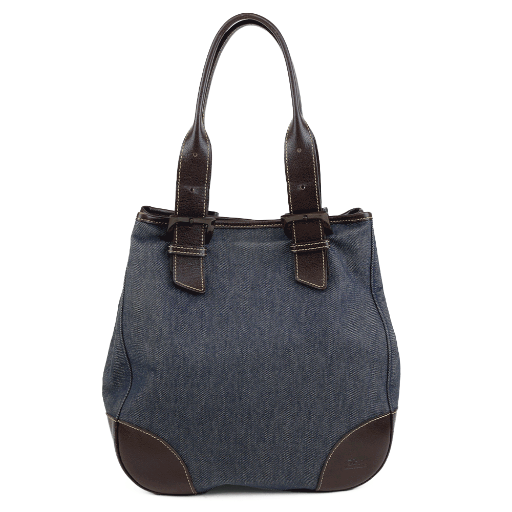 Longchamp Denim & Leather Top Handle Bag