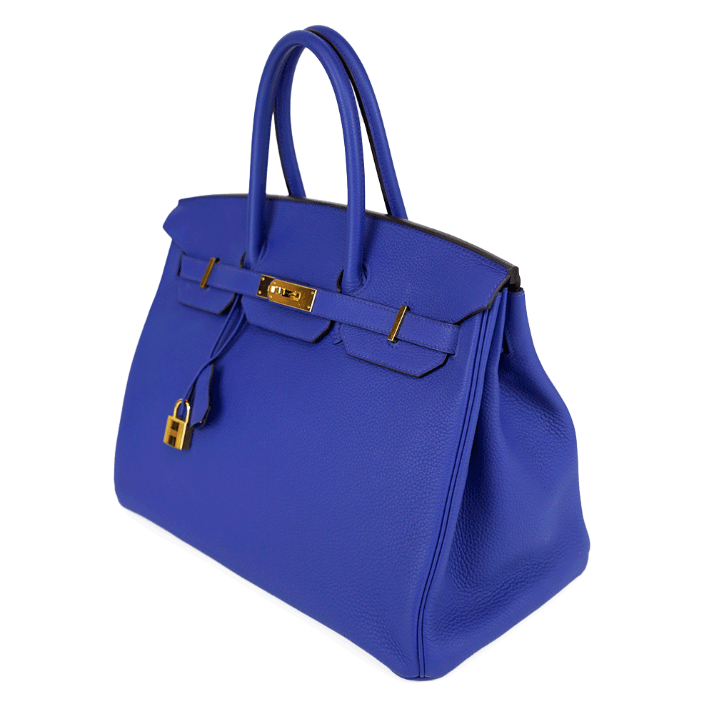 Hermes Blue Electric Togo Leather 35cm Birkin Bag