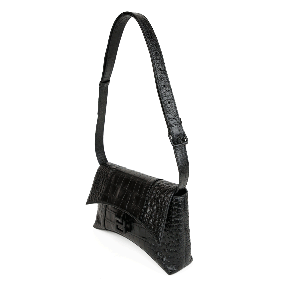 Balenciaga Downtown XS Black Croc Embossed Shoulder Bag Balenciaga Downtown XS Black Croc Embossed Shoulder Bag
