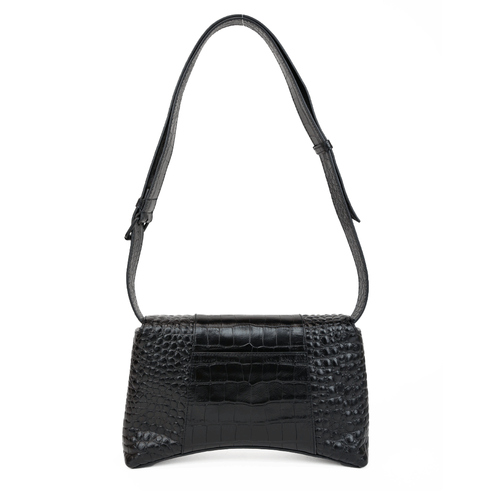 BALENCIAGA  'Downtown XS' croc-embossed leather shoulder bag