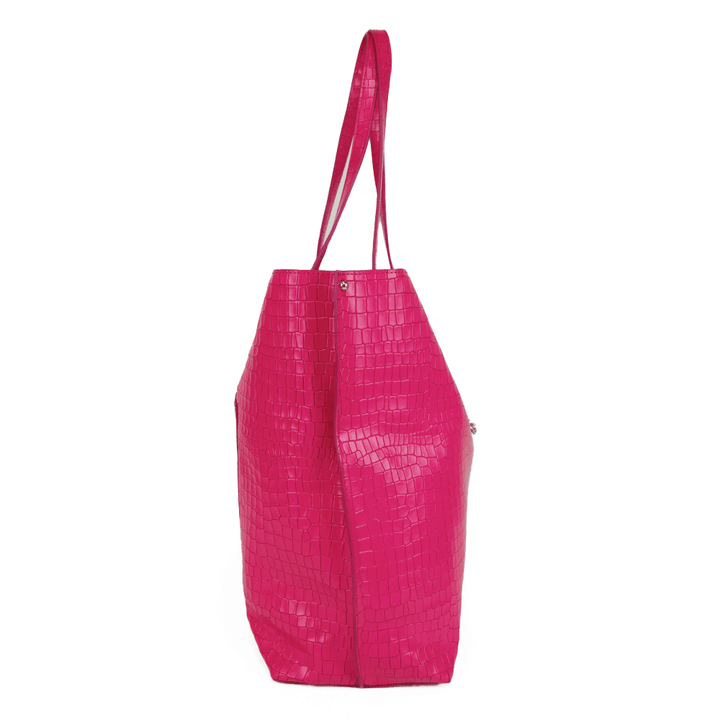 Rebecca Minkoff Large Megan Pink Croc Embossed Leather Tote Bag