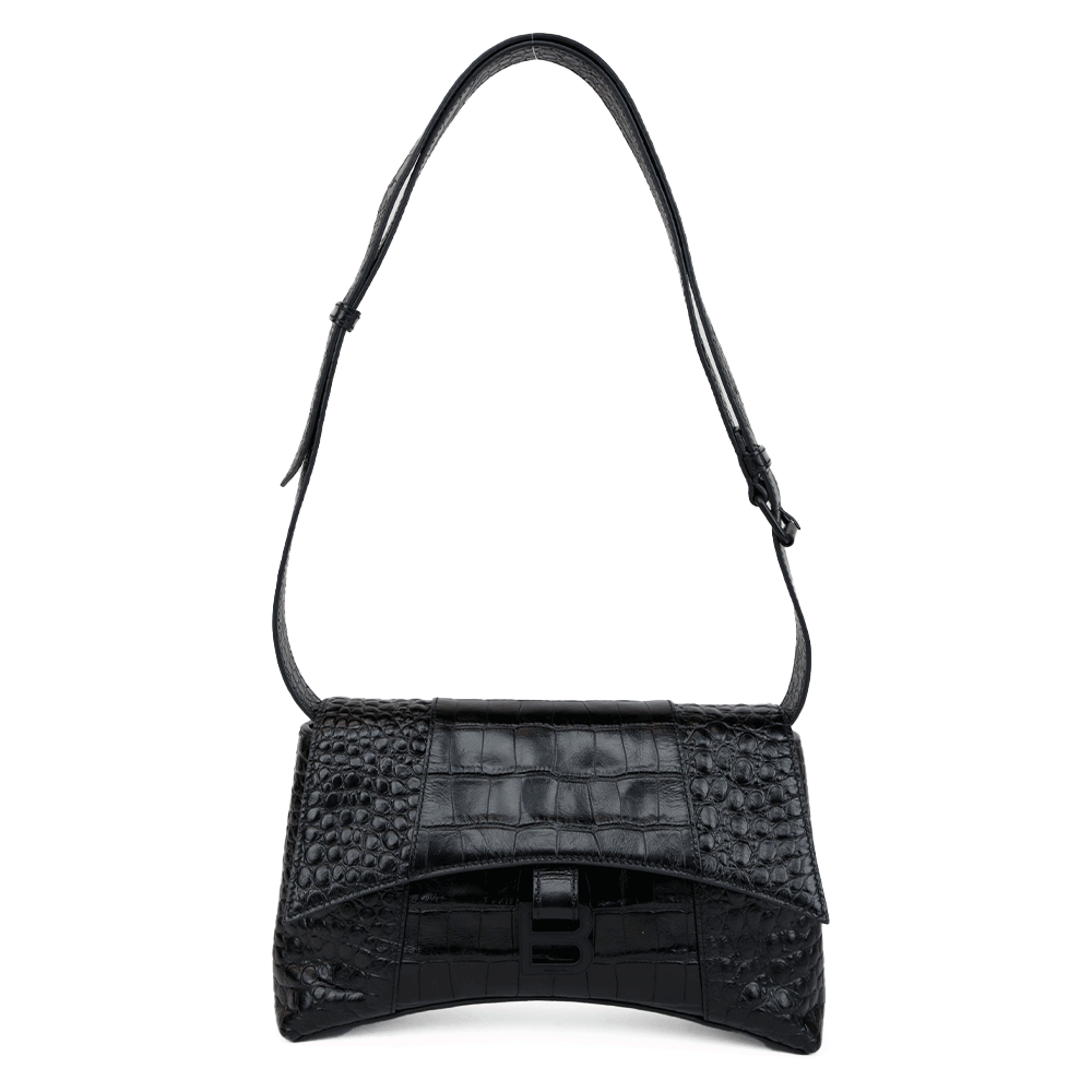 Balenciaga Downtown XS Black Croc Embossed Shoulder Bag Balenciaga Downtown XS Black Croc Embossed Shoulder Bag