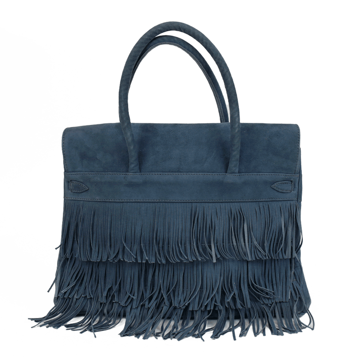 Larettamia Gray Suede My Chic Fringe Tote Bag