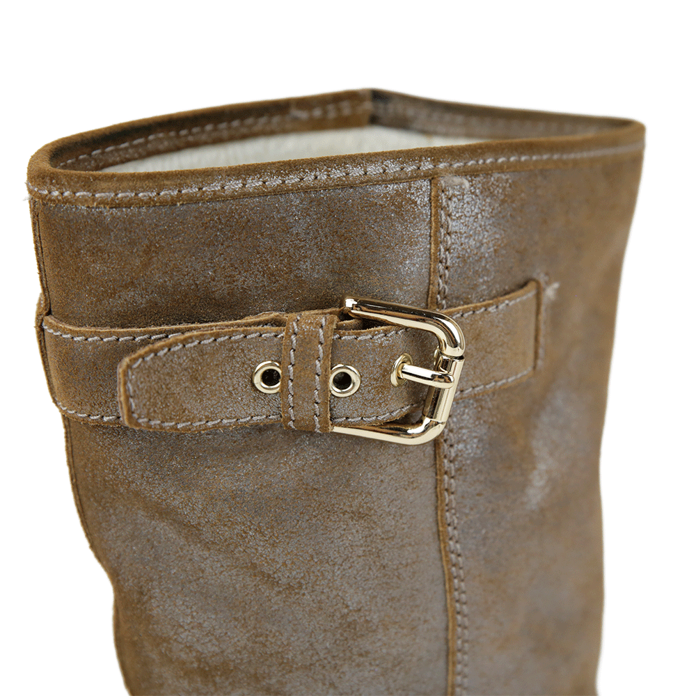 Coach Tanesha Brown Shimmer Wedge Calf Boots