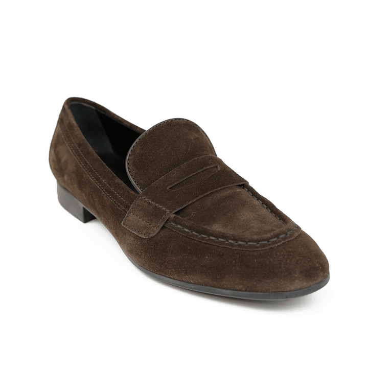 Tod's Dark Brown Suede Penny Loafers