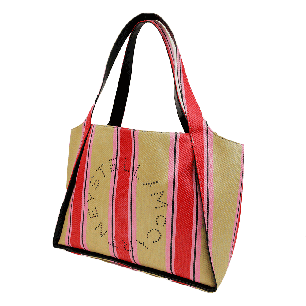 Stella McCartney Stella Logo Striped Raffia Tote Bag