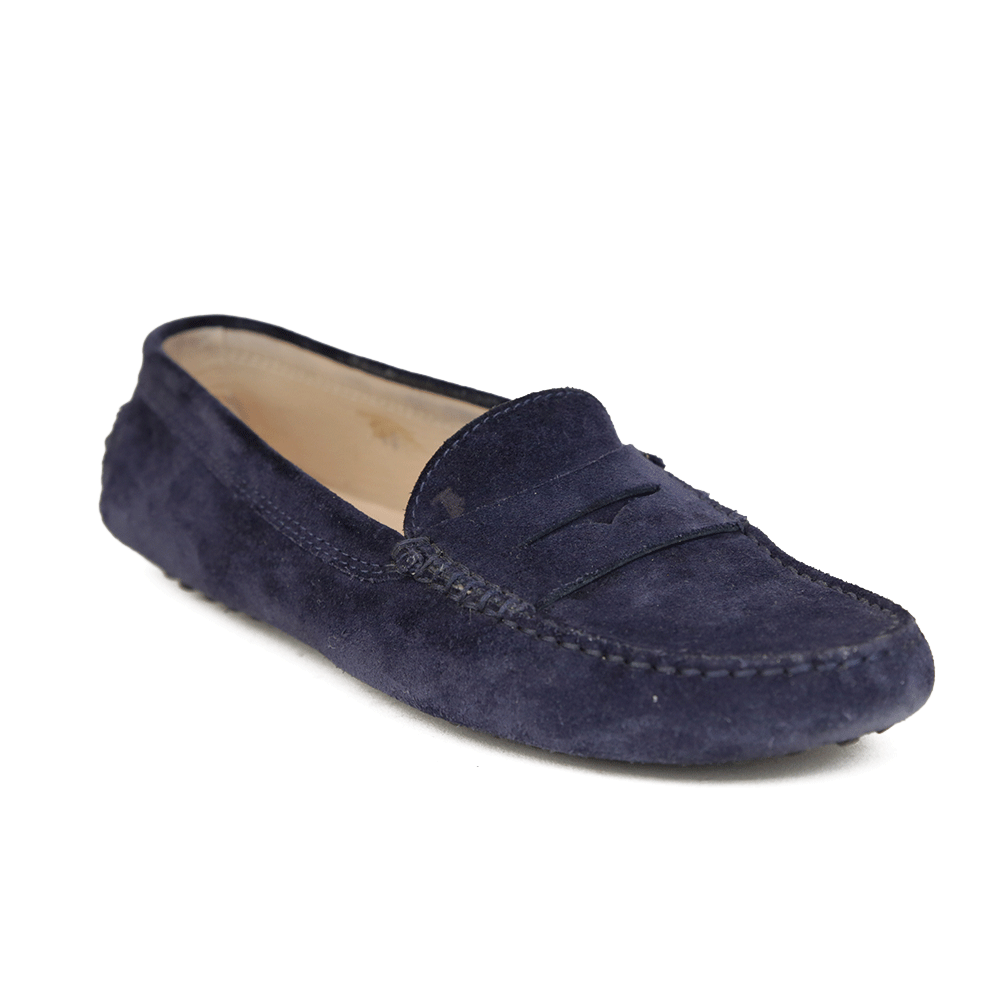 Tod's Navy Blue Suede Loafers