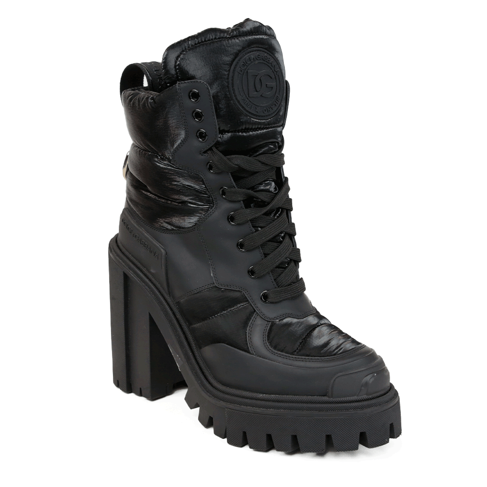 Dolce & Gabbana Black Puffer Platform Combat Boots