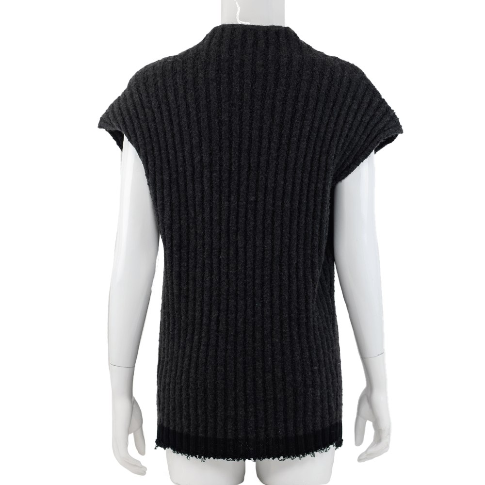 The Row Damiano Charcoal Ribbed Knit Tunic Sweater