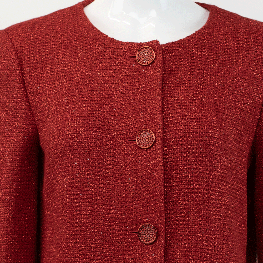 St. John Red Metallic Knit Jacket