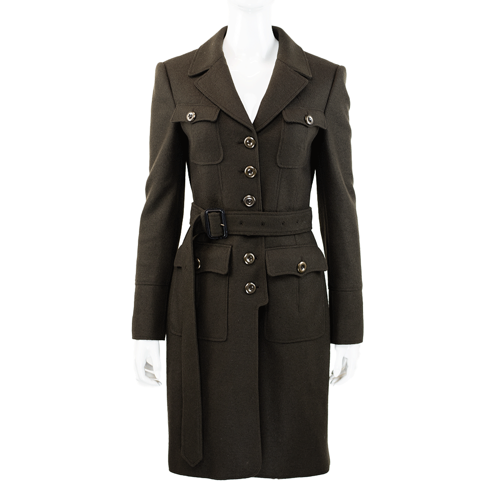 Burberry Dark Brown Wool Trench Coat