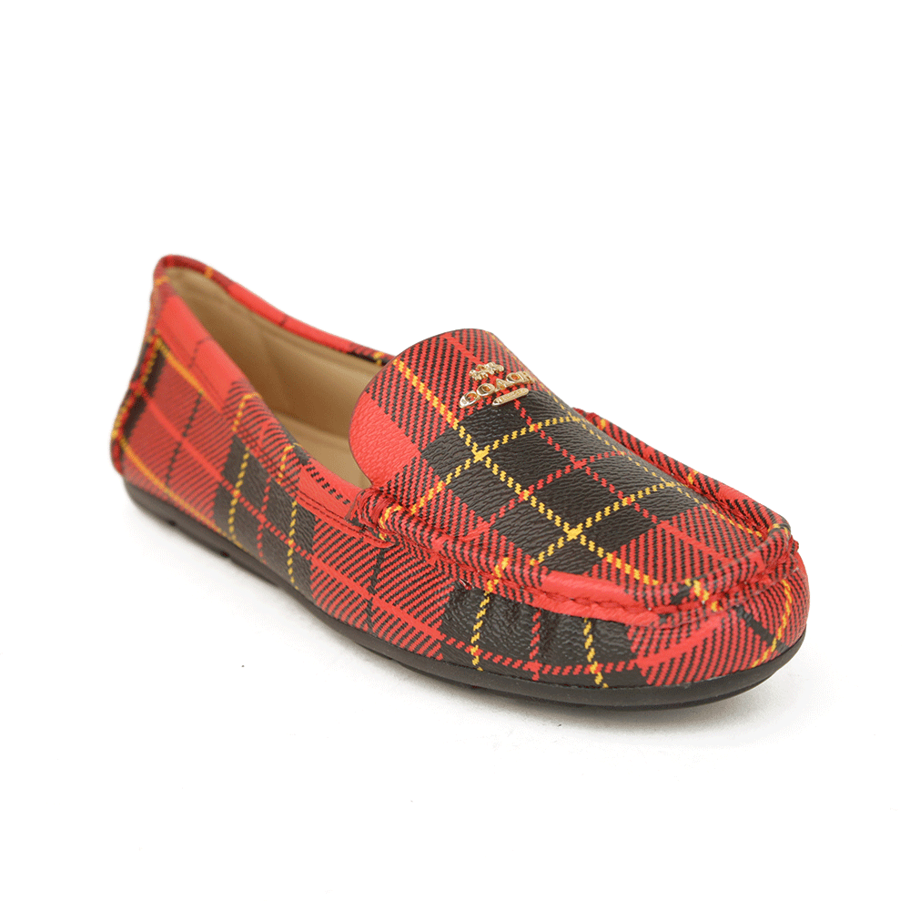 Coach Red Plaid Loafers