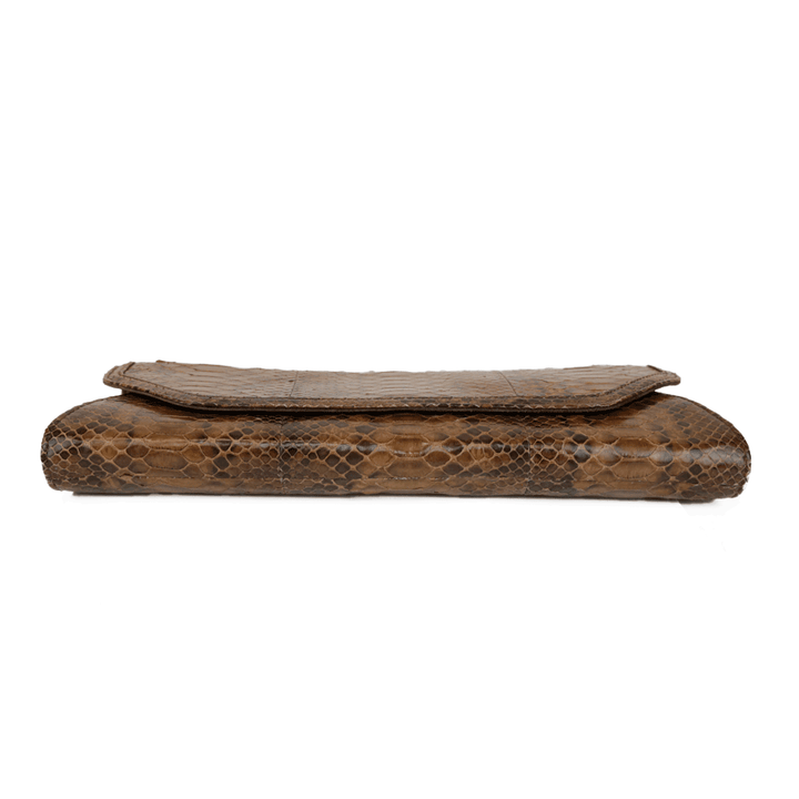 Kotur Brown Genuine Snakeskin Leather Large Clutch