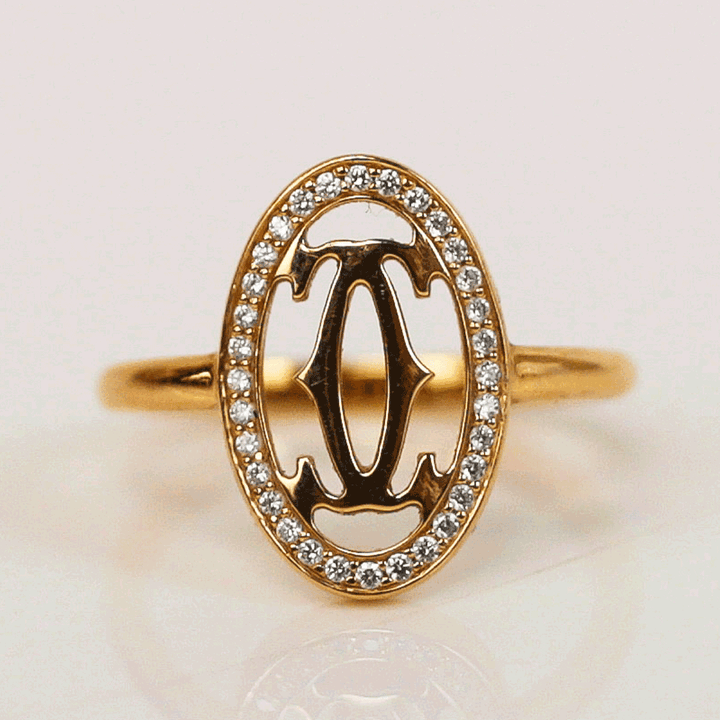 Cartier 18 KT Pink Gold Logo Double C Diamond Ring