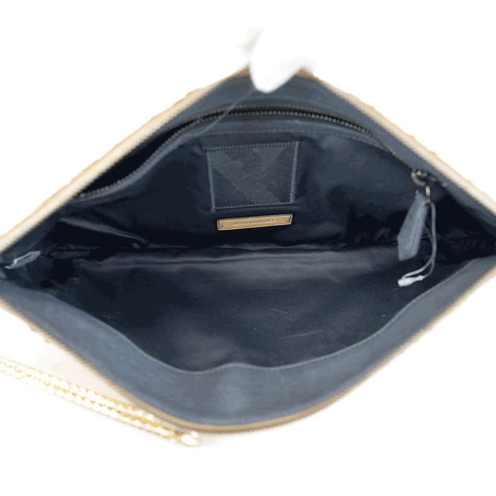 Reed Krakoff Metallic Gold Python Leather Zip Clutch