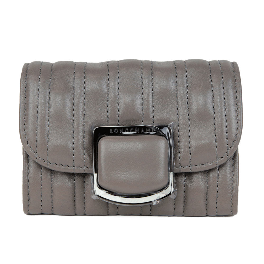 Longchamp Gray Leather Compact Wallet