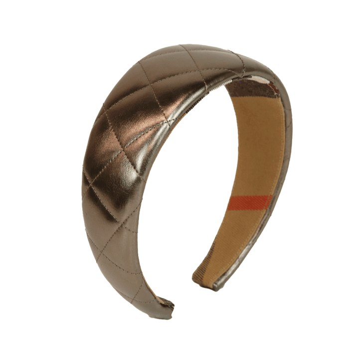 Burberry Bronze Quilted Patent Leather Headband