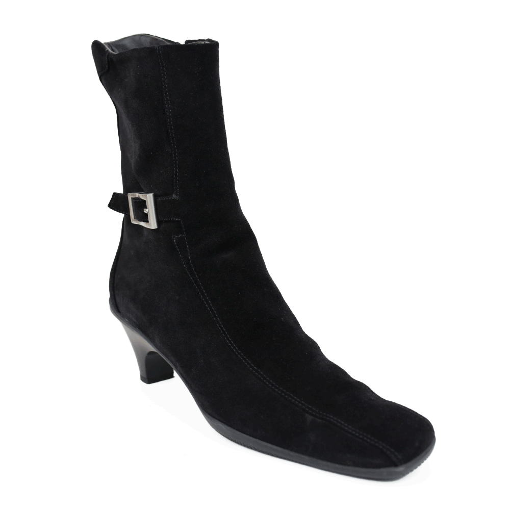Prada Black Suede Square Toe Boots