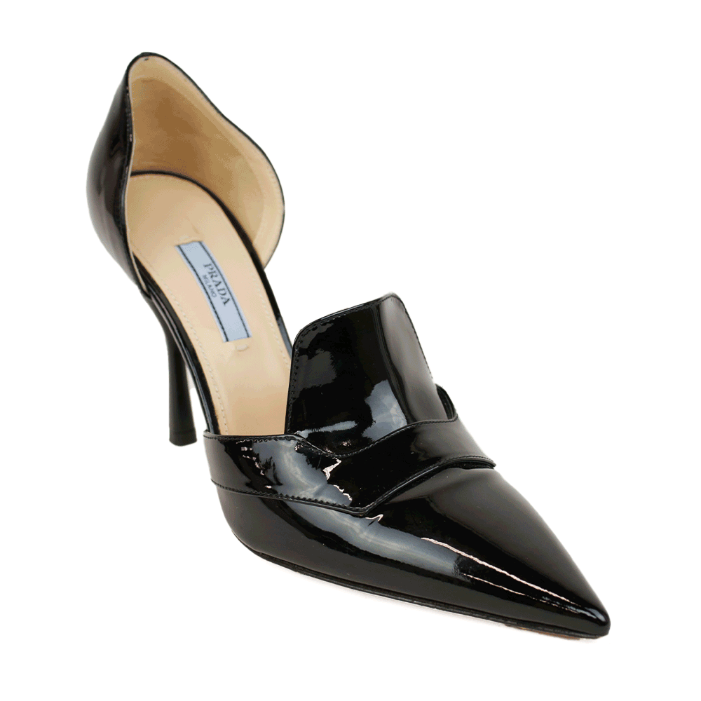 Prada Black Patent Leather Pointed Toe D'Orsay Pumps