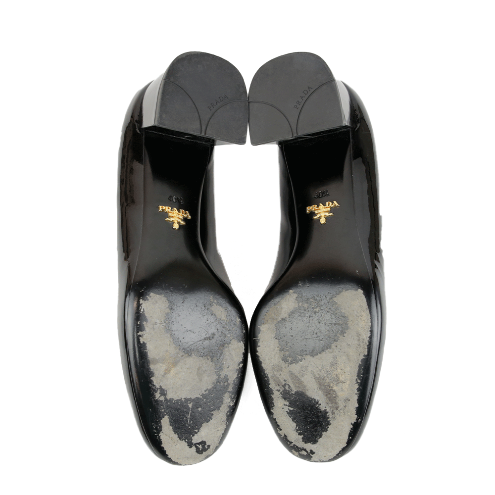 Prada Black Patent Leather Bow Pumps