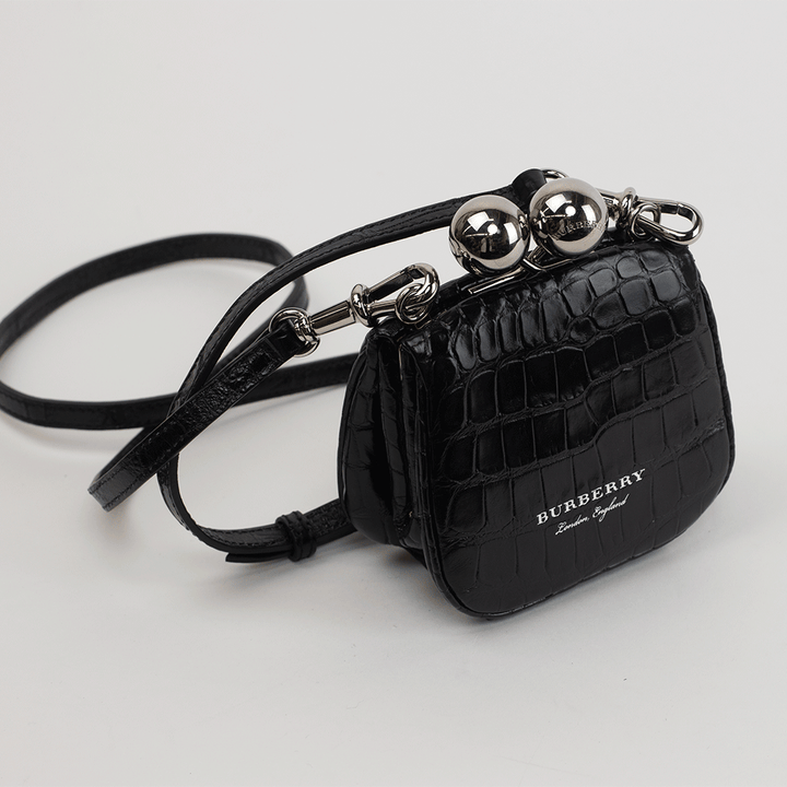 Burberry Black Alligator Leather Mini Frame Bag