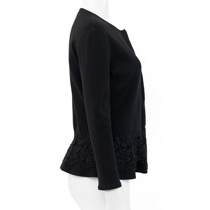 Valentino Black Lace Knit Peplum Cardigan