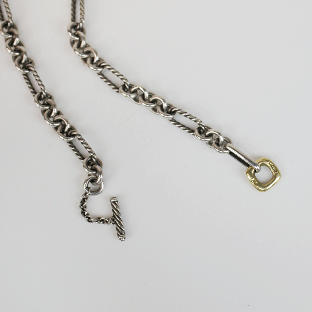 David Yurman Sterling Silver Figaro Chain Toggle Necklace