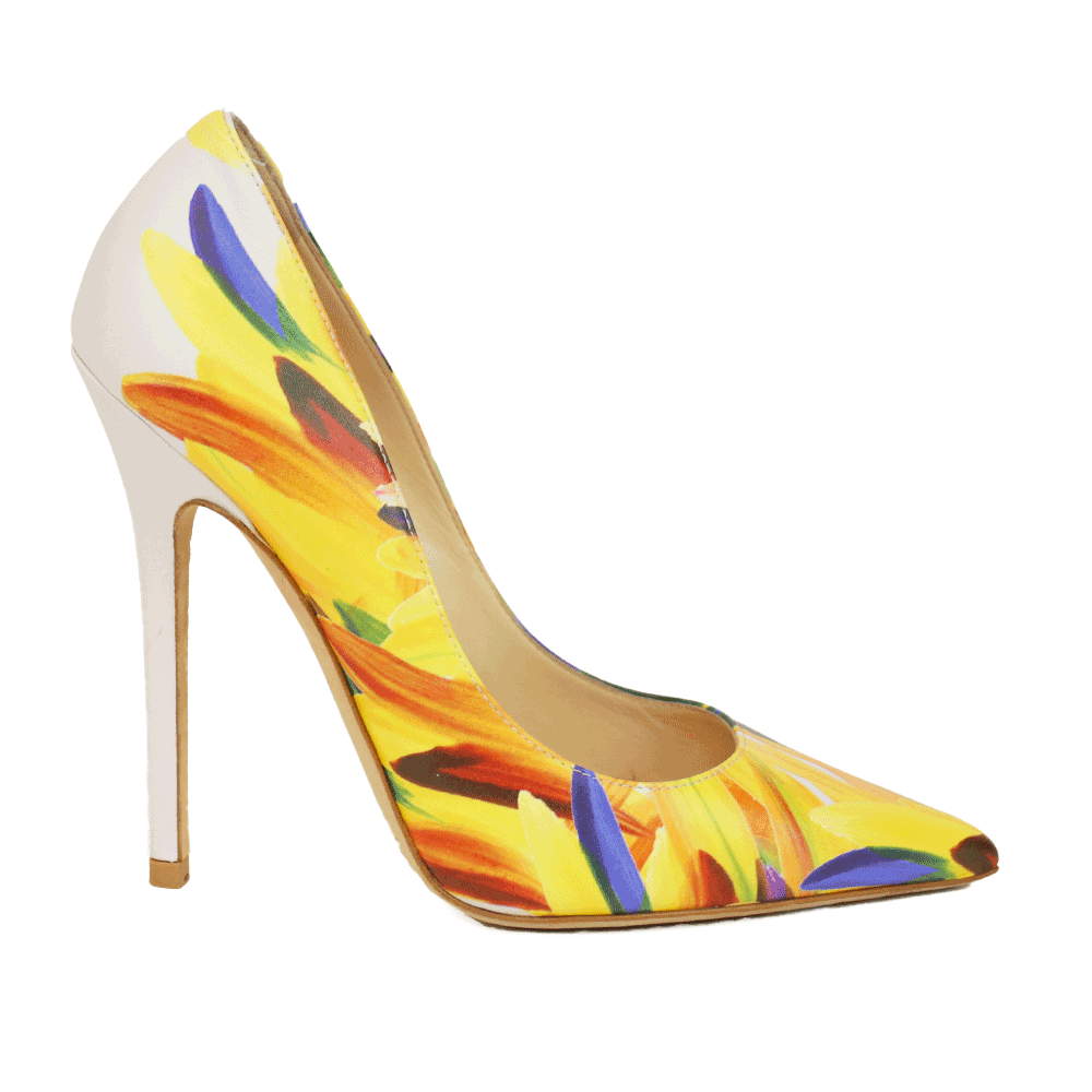 Jimmy Choo Floral Printed White Leather Pumps