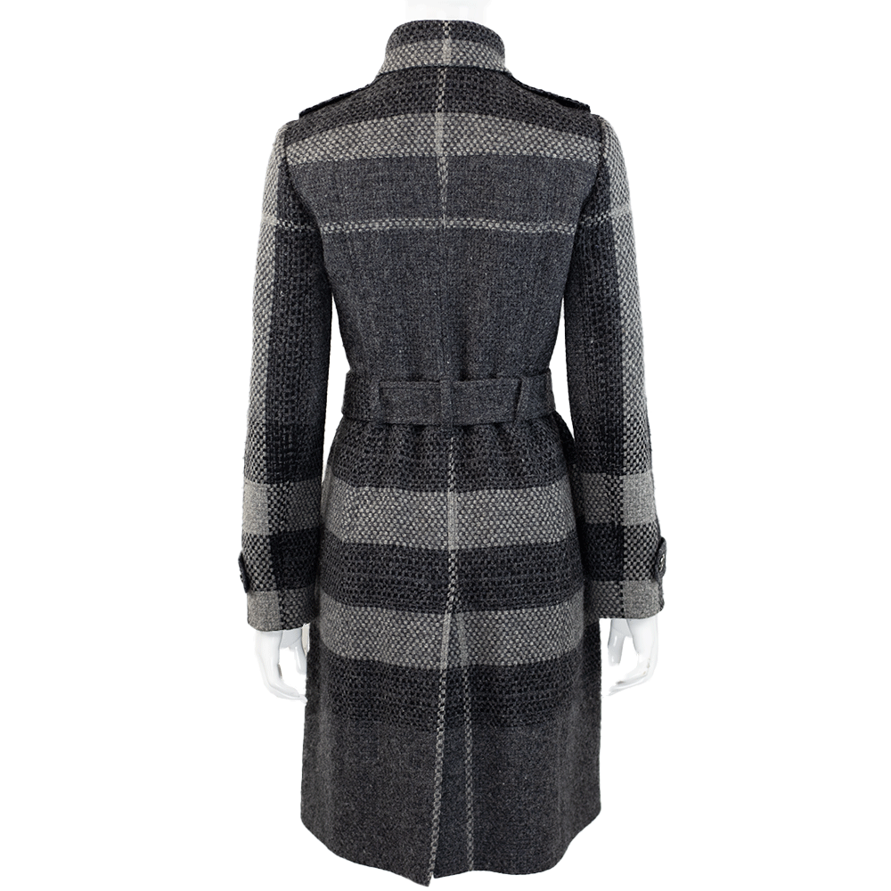 Gabriela Hearst Gray Reversible Plaid Trench Coat | DBLTKE Luxury Consignment Boutique
