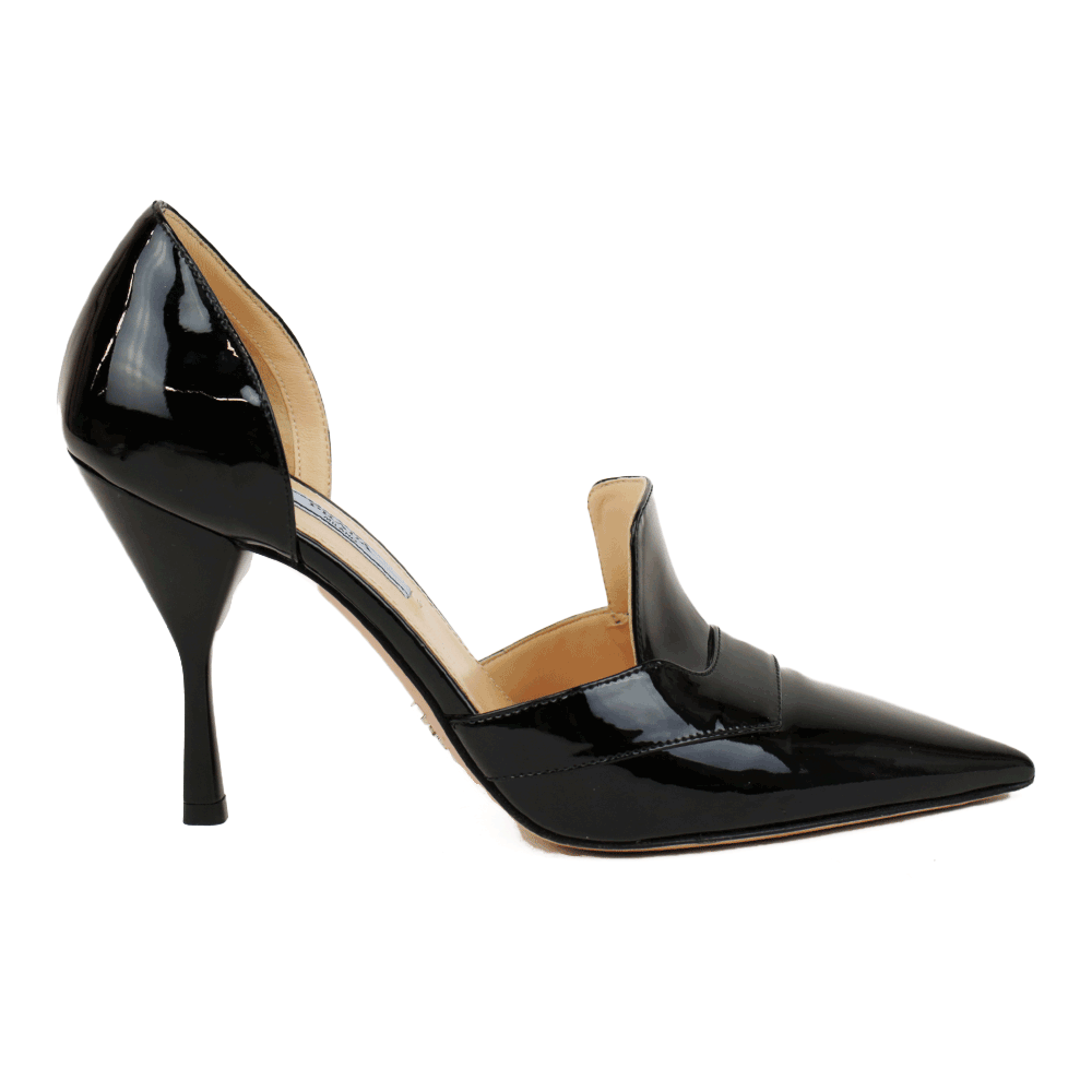 Prada Black Patent Leather Pointed Toe D'Orsay Pumps