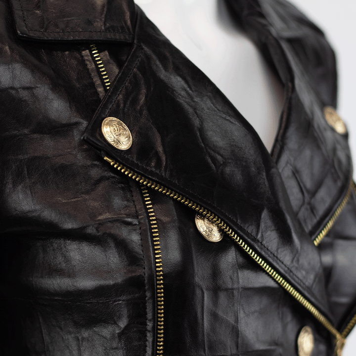 L'Agence Black Leather Biker Jacket