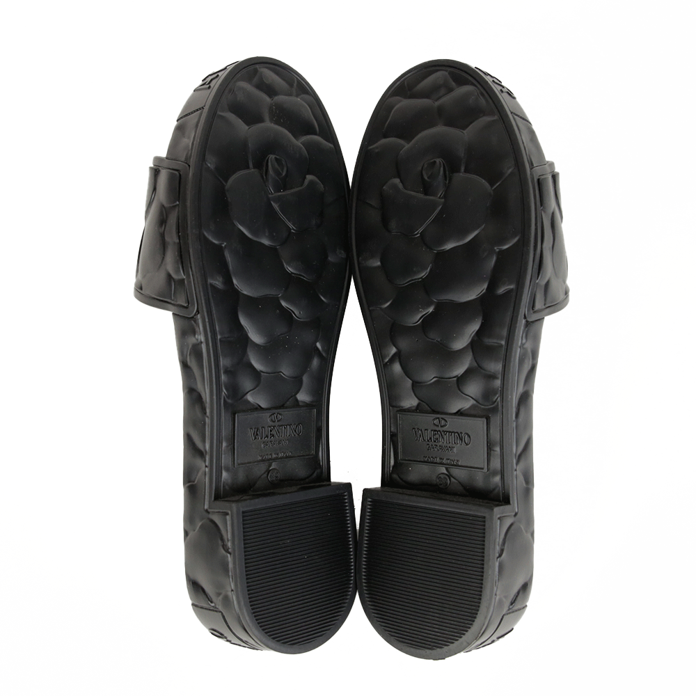 Valentino Black Rose Rubber Platform Slides