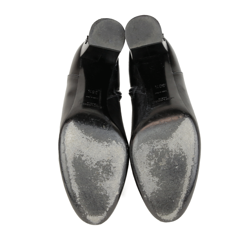 Saint Laurent XIV 80mm Leather Ankle Boots - Black