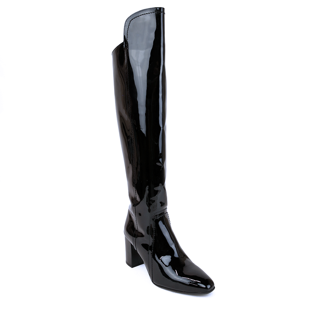 Aquatalia Black Patent Leather Over the Knee Boots
