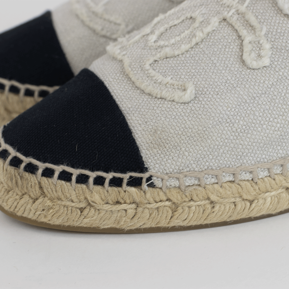 Chanel Canvas Cap Toe CC Espadrille Flats