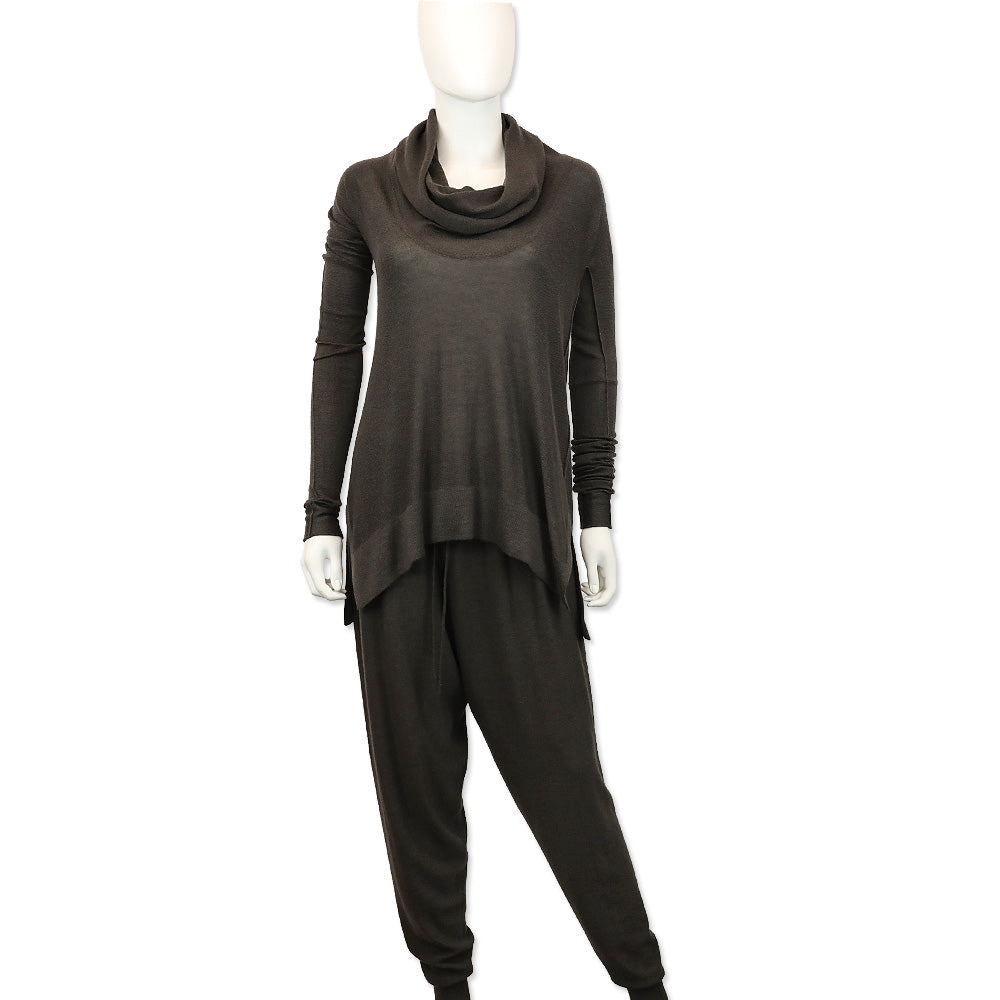 Urban Zen Dark Grey Cashmere/Silk Knit Easy Drawstring Pull On Pant