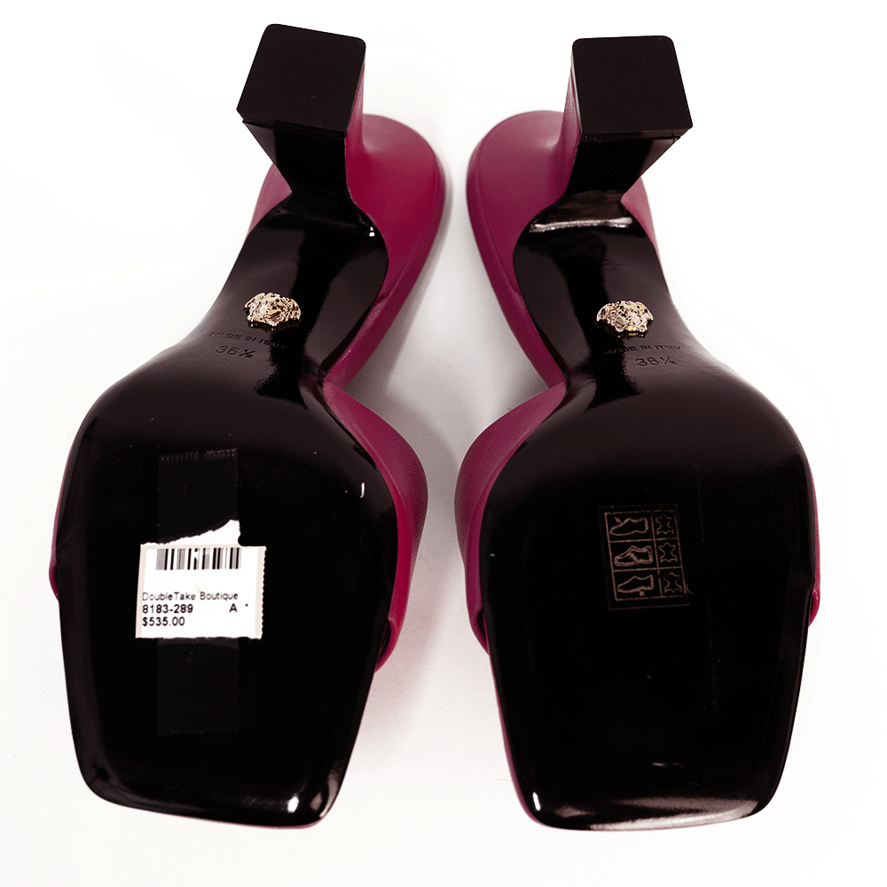 Versace Hot Pink Leather Medusa Mule Heels