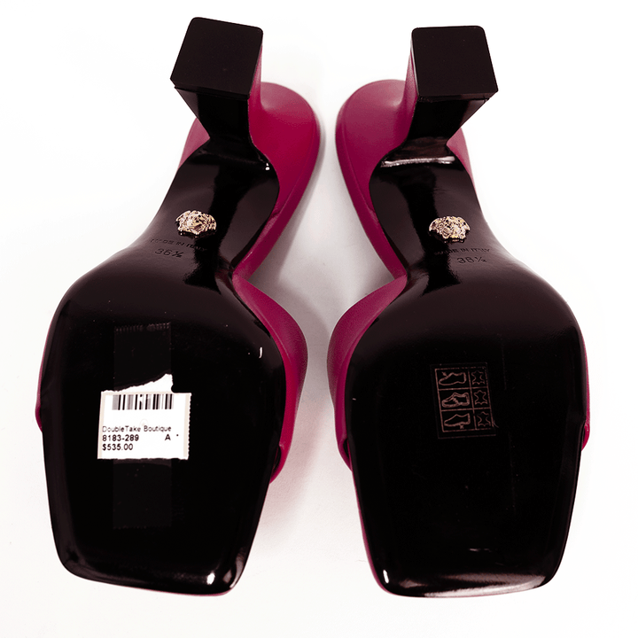 Versace Hot Pink Leather Medusa Mule Heels
