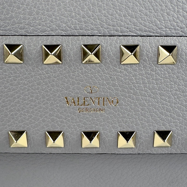 Valentino Gray Leather Rockstud Flap Crossbody Bag